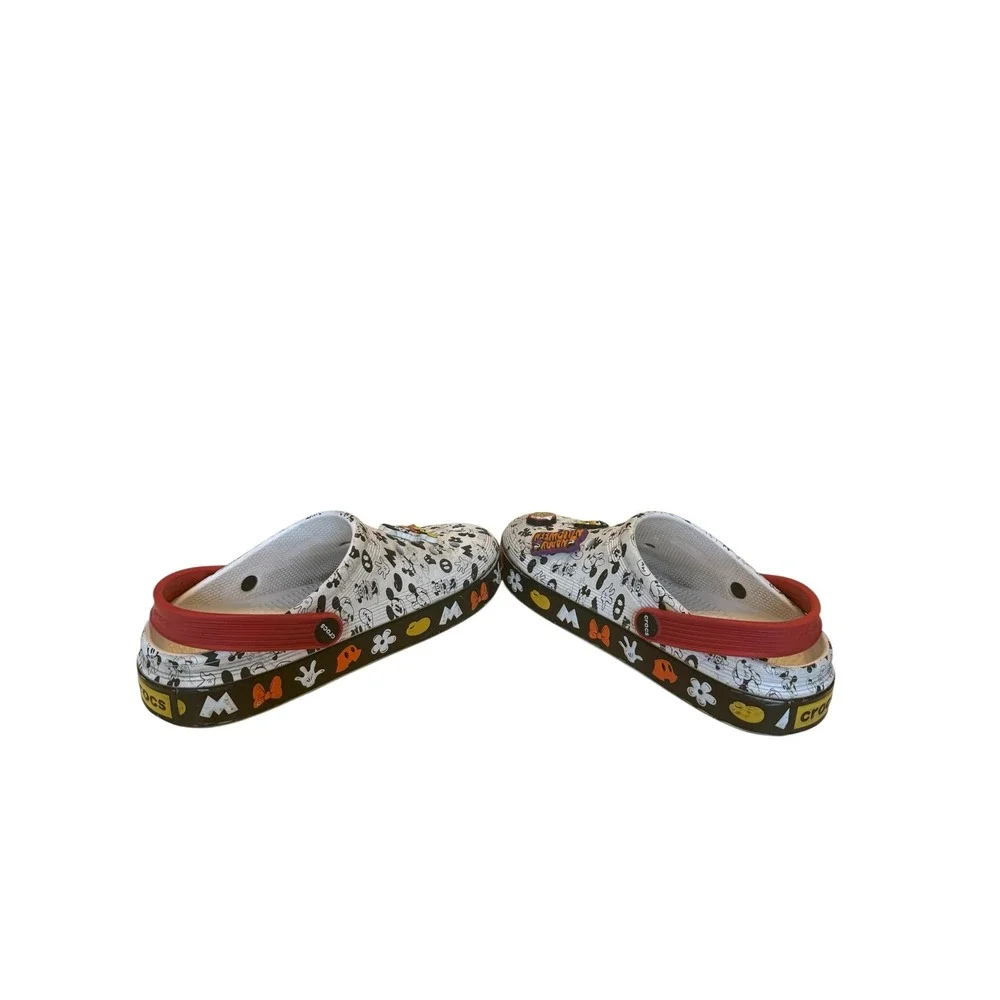 Disney Crocs Mickey Mouse Halloween Platform Clogs White Red Jibbitz Charm Sz 4